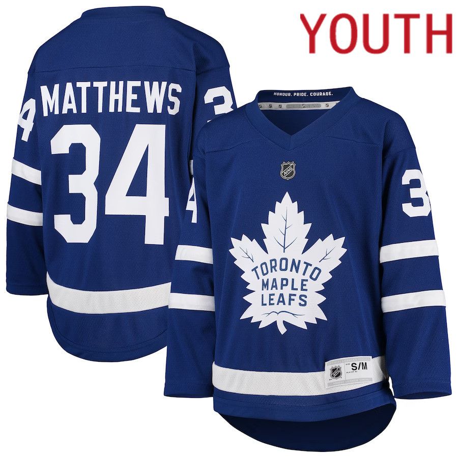 Youth Toronto Maple Leafs 34 Auston Matthews Blue Home Replica Player NHL Jersey